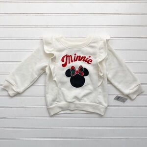 DISNEY NWT Christmas Minnie Mouse Ruffle Sleeve Crewneck Sweatshirt
